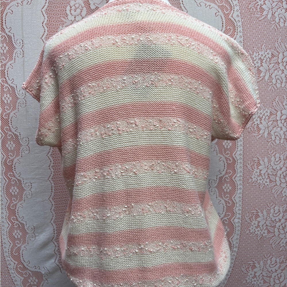 Vintage Mister Leonard Pink & Cream Stripe Knit Top Sz M - Picture 8 of 11